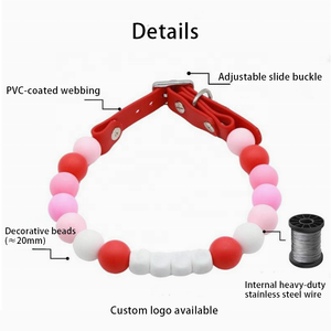 Diy कस्टम सिलिकॉन एक्सेसरीज़ पत्र पालतू हार समायोज्य pvc वाटरप्रूफ एंटी-लॉस बीड कुत्ते के नाम के साथ कुत्ते कॉलर - Product Image 2