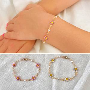 Chỉ U Vàng Hoa Vòng Đeo Tay Món Quà Sinh Nhật Trẻ Em Của Màu Hồng Trắng Daisy Vòng Đeo Tay Ngọt Ngào Dễ Thương Bé Vòng Đeo Tay Cho Cô Gái - Product Image 5