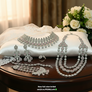 Elegant High Quality Brass Bridal Engagement Wedding Anniversary Party Ethnic Fashion <b>Set</b> Rhodium Plated Zircon Shadow Choker - Product Image 3