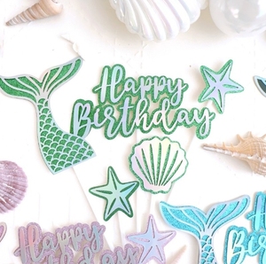 Decoración de pastel de cumpleaños de papel de estilo clásico con insertos de cola de <span class=keywords><strong>pez</strong></span> de estrella de mar - Product Image 6