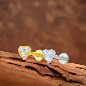 Clous d'oreilles en titane, forme de fleur, incrustation de cristal, design cœur, pour piercing d'oreille, cadeau, titane ASTM F136 - Product Image 2