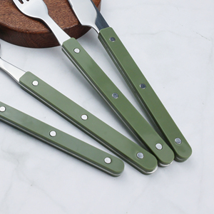 Juego de Cubiertos de Acero Inoxidable 304 Estilo Nórdico de Alta Calidad, Cuchillo, Tenedor y <span class=keywords><strong>Cuchara</strong></span> con Mango de Plástico Verde para Regalos - Product Image 5