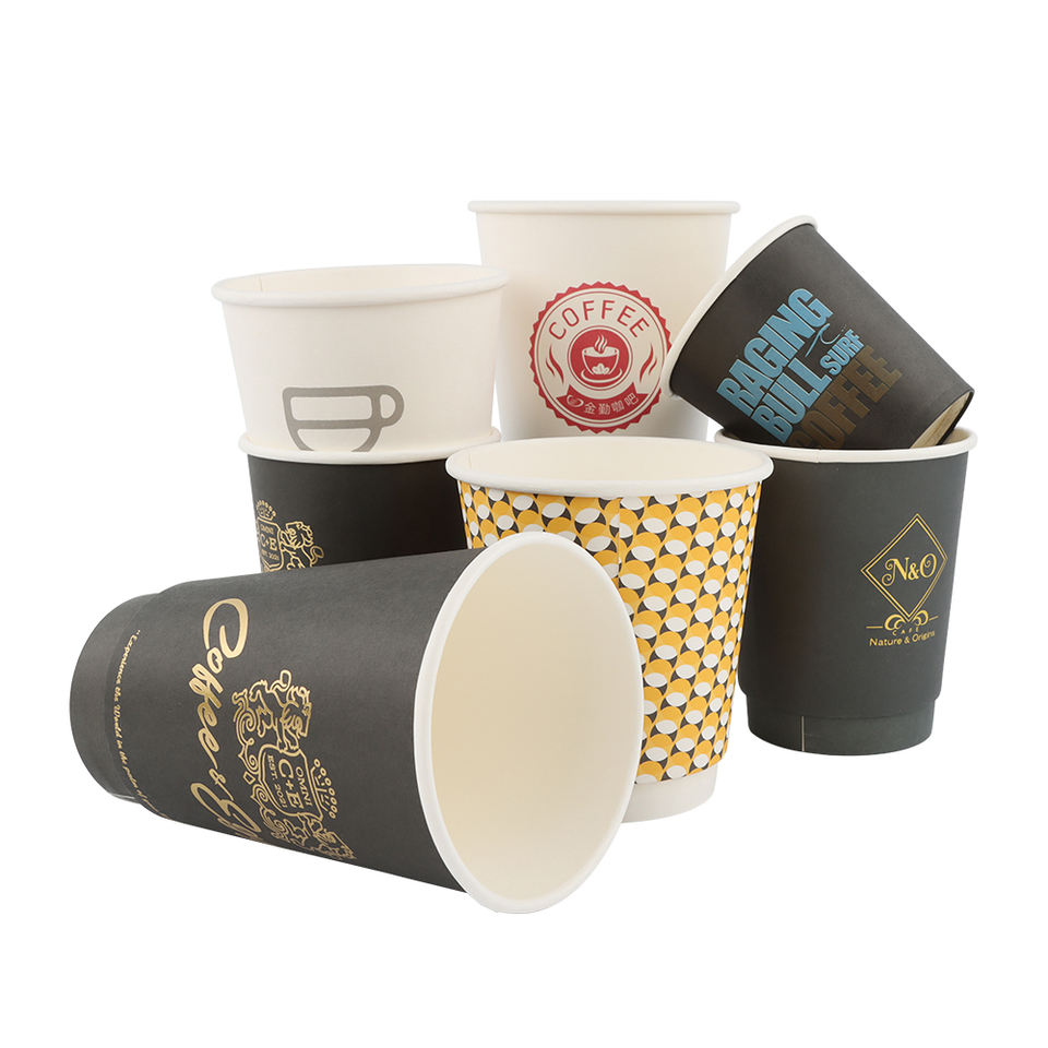 6oz 8oz 12oz disposable custom logo double wall beverage paper cups for coffee