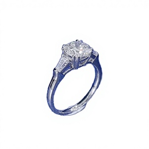 Anillo de Compromiso de Diamante Redondo Brillante de Platino, Estilo Clásico para Mujer, Diamante Natural Certificado por GIA, Color D - Product Image 1