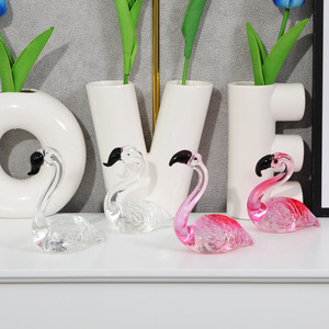 Figurine en verre soufflé à la main, flamant rose, souvenir, décoration artistique artisanale, figurine rose, collection d'animaux, décoration de table, décoration de la maison - Product Image 4