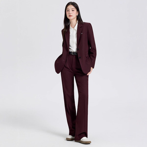 Women's Suit Set Solid Color Polyester Anti-Wrinkle Professional Two-Piece Casual Suit Jacket And Trousers - Product Image 4
