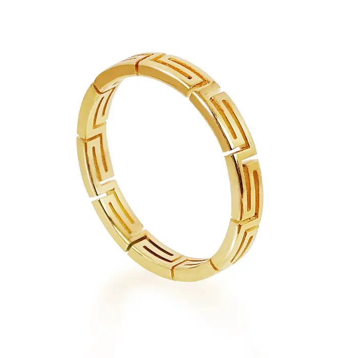 Narrow Stainless Steel Ancient Greek Key Band Rings