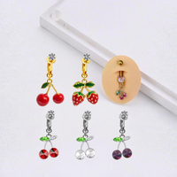 Clip sur nombril anneau faux nombril Piercing bijoux cerise ventre Piercing Non Piercing corps bijoux pour femmes