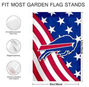 Bandera de Jardín Personalizada de los Buffalo Bills con Diseño de la Bandera Americana, Impresa por Ambos Lados en Poliéster - Product Image 5