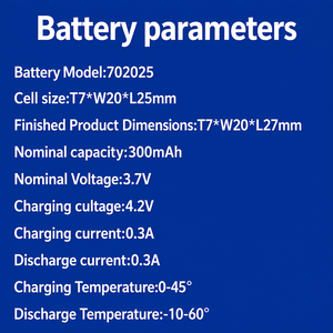 Batterie Li-Polymère Blusenergy 300mAh 3.7V Blus702025 pour l'électronique grand public - Product Image 5
