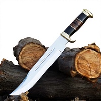 Couteaux Bowie en acier Damas et bois faits à la main, personnalisables OEM, avec étui en cuir pour la chasse et le camping