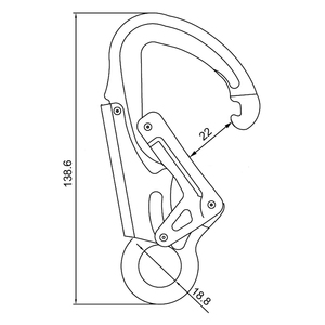 A722-1 Mosquetón de aluminio forjado con ojo captivo y cierre de doble acción para escalada en roca y aparejos de acceso por cuerda - Product Image 5