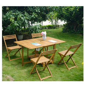 Ensemble de bistrot en acacia neuf de qualité supérieure, meubles d'extérieur modernes Minh Phuoc, ensemble de jardin de 9 pièces en provenance du Vietnam - Product Image 1