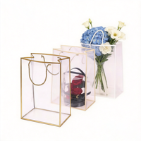 Sac à main transparent en plastique PP à fond carré, réutilisable, pour emballage de fleurs, mariage, fête, papier et carton
