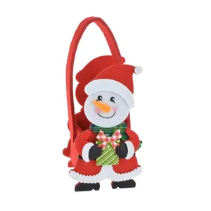 Customised promotional products Christmas Xmas Felt Gift Bags Cute Snowman With 3D STICKERS Pot