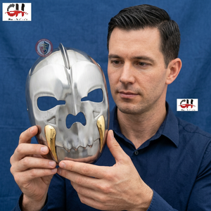 Casque de chevalier viking en argent CHk, armure vintage en métal 18GA, poli à la main, décoration d'intérieur, Halloween, Saint-Valentin, Nouvel An - Product Image 1