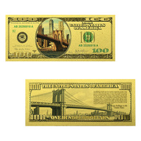 Billete de Banco de Oro con Diseño de Puente Emblemático de Ciudad, Tarjeta Novedosa de Arquitectura Histórica para Recuerdo de Viaje, Colección de Aficionados y Regalos al por Mayor
