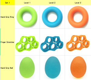 Kit de Entrenamiento para Fortalecer el Agarre de la Mano de Silicona, Paquete de 9 con Estirador de Dedos y Pelota Antiestrés, Resistencia Ligera/Media/Fuerte - Product Image 2