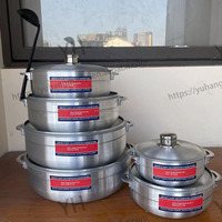 Batterie de Cuisine Économique en Aluminium Moulé Sous Pression 6 Pièces, Grande Capacité, avec Couvercle et Casserole à Soupe