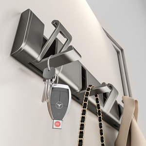 Porte-manteau mural invisible sans perçage, pliable, gris, design minimaliste pour salle de bain, entrée, arrière de porte, rangement - Product Image 3