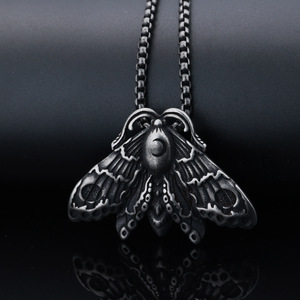 Bijoux vintage en acier inoxydable <span class=keywords><strong>mort</strong></span> crâne luna <span class=keywords><strong>papillon</strong></span> pendentif collier - Product Image 6
