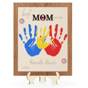 Marco de Madera para Huellas de Manos, Placa Conmemorativa con Soporte 'La <span class=keywords><strong>Mejor</strong></span> Mamá del Mundo' para Regalos del Día de la Madre - Product Image 1