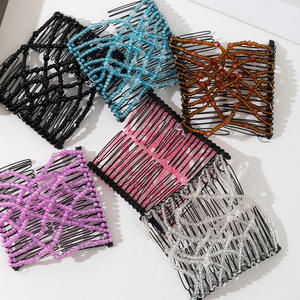 Peine mágico elástico con cuentas para el cabello, horquillas dobles elásticas para novias, peines para el cabello para mujeres, accesorios DIY para peinados. - Product Image 4