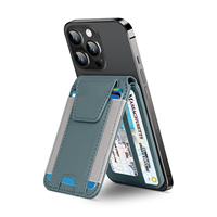 Dompet Ponsel MagSafe Kustom dengan Penyangga yang Dapat Disesuaikan, Pemblokir RFID, Tempat Kartu Magnetik Kulit PU Tipis, OEM ODM