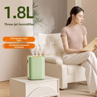 Nouvel humidificateur USB en plastique, 3 modes de pulvérisation, capacité de 1,8 L, fonction de minuterie, éclairage d'ambiance pour la maison et les bureaux