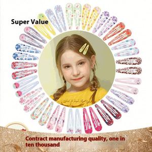 Cute Children's Candy Color European-American Style Sequins Hair Accessories BB Clip 8223 Painted Water Drop Edge Metal YOKIKIDS - Product Image 4