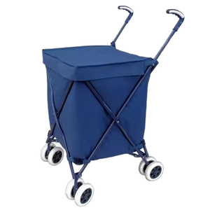Panier de rangement en toile détachable léger panier de sac à provisions chariot 4 roues chariot d'épicerie de supermarché - Product Image 2