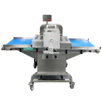 MKQ Nouvelle Machine à Trancher les Viandes Fraîches pour Supermarché, Lames Interchangeables en Acier Inoxydable, Épaisseur Réglable et Découpe sur Plan de Travail, 220V