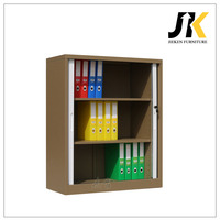Armoire de classement à portes coulissantes en acier peu encombrante, basse, verrouillable, avec volet roulant, pour bureau