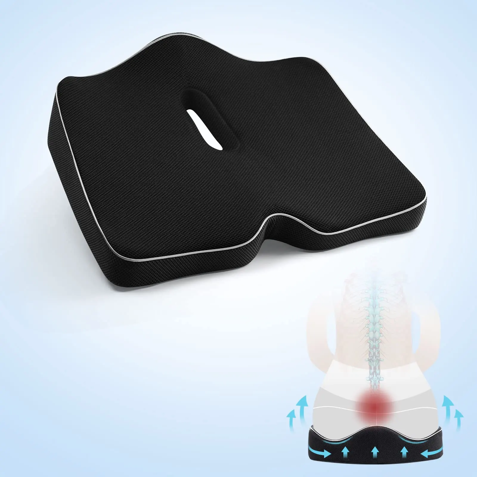 Brand New Premium Memory Foam Padded Seat Cushion Reducing Pressure Points