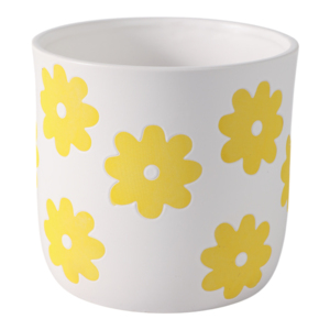 Vaso decorativo con motivo a margherite bianco e giallo, contenitore per piante da interno ed esterno per la decorazione di casa, giardino e patio - Product Image 3