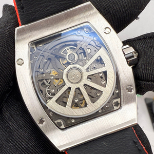 Reloj para hombre con forma de tonneau y diamantes incrustados, reloj con velcro de nailon y diamantes cultivados en laboratorio - Product Image 6
