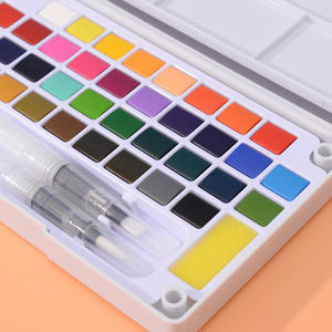 12 18 24 36 48 colores juego de pintura de acuarela caja blanca embalaje con paleta esponja pincel pluma para pintar lienzo de papel - Product Image 5