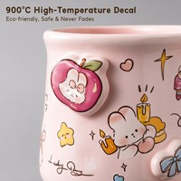 Tasse à café en céramique 3D de 18 oz avec poignée torsadée irrégulière, tasse à lait en porcelaine gaufrée motif dessin animé, coffret cadeau, tasses pour couple