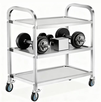 Carrito de Servicio de Acero Inoxidable Desmontable de 3 Niveles, Carrito de Comida, Carrito de Catering, Equipo Comercial