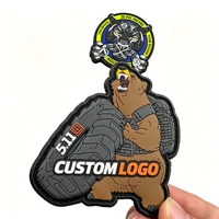 Écussons personnalisés en silicone PVC 3D gaufré, motif cœur et fleur, en feutre non tissé pour chapeaux et vêtements - Badge logo souple en caoutchouc à coudre
