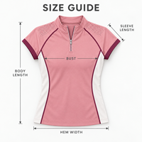 Haut de tennis personnalisé pour femme à manches courtes et col zippé, découpé au laser, respirant, color block, pour l'entraînement sur le terrain