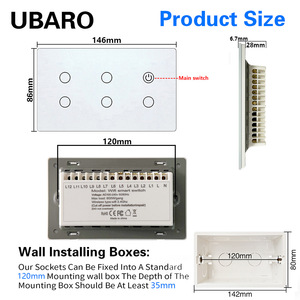 สวิตช์อัจฉริยะ WIFI 6 ทาง พร้อมสวิตช์หลัก AC110-240V 10A ควบคุมผ่านแอป Tuya กระจกนิรภัยสีดำ - Product Image 4