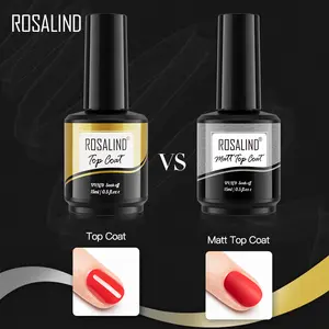 ROSALIND Professional Nails Art 15ml Matt Effect Top Gel Lacquer Varnish Oem Clear Matte Top Coat Uv Gel Polish For Wholesale