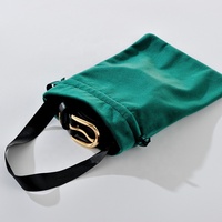 Pochette à bijoux en velours personnalisée écologique avec cordon de serrage, en tissu suédé double face, estampage argenté, pour rangement de colliers et lunettes