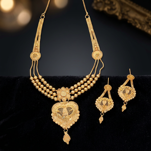 Juego de Joyería de Moda Chapado en Oro de 14K, 18K, 24K al por Mayor, Collares Cortos Tradicionales de Latón Relleno de Oro para Boda - Product Image 3