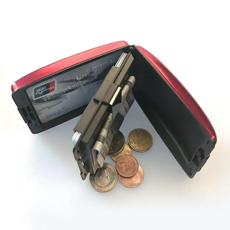 Rfid carteira personalizada multifuncional, porta-cartões de liga de alumínio com clipe para dinheiro, porta-cartões de crédito