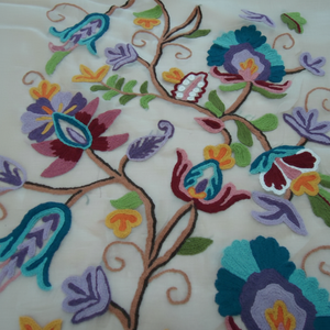 Tela de algodón bordada, crewel - Product Image 1