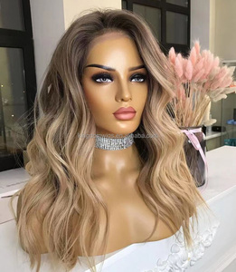 Perruques brésiliennes naturelles Remy, perruque européenne de qualité supérieure, ombré, marron, couleur Champagne, Style ondulé, Lace Front HD avec naissance de cheveux naturelle - Product Image 1