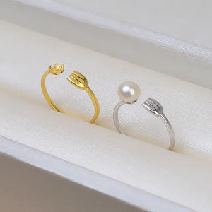 Anillo de Plata S925 con Horquilla Dorada, Ajustable, con Boca Móvil, Semiterminado, para DIY, Soporte para Perlas, Accesorios de Joyería, 97% - Product Image 3