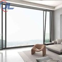 Ventanas de Estilo Americano con Diseño de Rejilla, Doble Vidrio Templado, Marco de Aluminio Revestido de Madera, Ventanas Abatibles Arqueadas